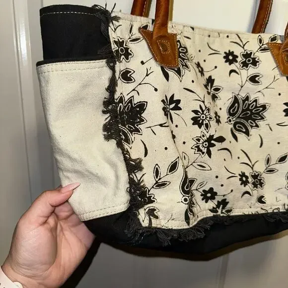 Canvas cotton leather tote - Picture 6 of 6